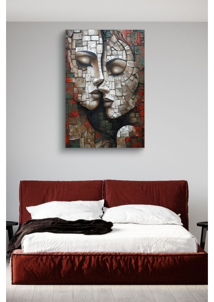 Taş Görünümlü Iki Insan Yağlı Hd Baskı Kanvas Tablo modelleri