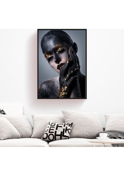 Altın Ve Siyah Makyaj Dekoratif Hd Baskı Kanvas Tablosu