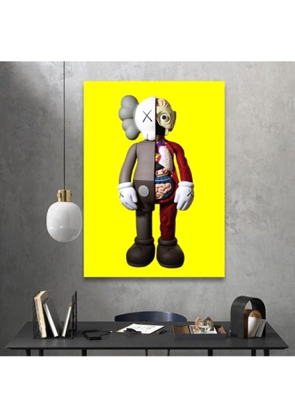 Sarı Unisex Kaws Duvar Dekorasyon Hd Baskı Kanvas Tablo