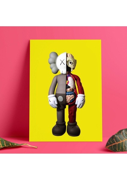 Sarı Unisex Kaws Duvar Dekorasyon Hd Baskı Kanvas Tablo