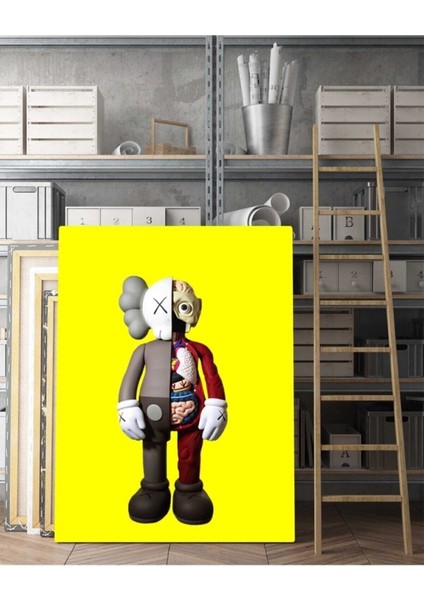 Sarı Unisex Kaws Duvar Dekorasyon Hd Baskı Kanvas Tablo