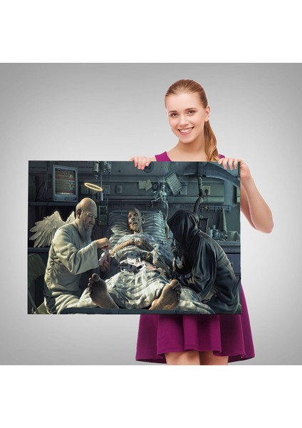 Azrail Ve Melek Kumar Oynuyor Hd Baskı Kanvas Tablo, Ölüm Meleği Çalışıyor Tablo-5373 fırsatları