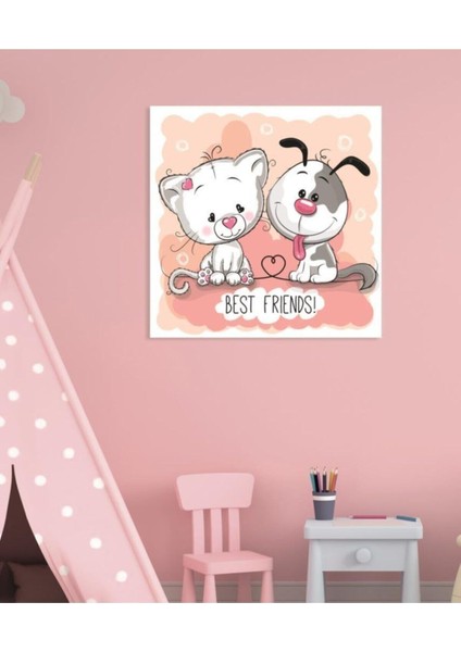 Dekoratif Çocuk Odası Best Friends Duvar Hd Baskı Kanvas Tablo