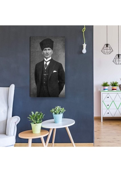 Siyah Ve Beyaz Atatürk Portresi Hd Baskı Kanvas Tablo Dekoratif Canvas Tablo
