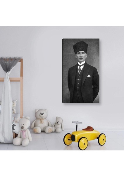 Siyah Ve Beyaz Atatürk Portresi Hd Baskı Kanvas Tablo Dekoratif Canvas Tablo