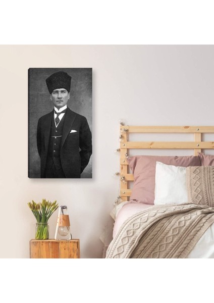 Siyah Ve Beyaz Atatürk Portresi Hd Baskı Kanvas Tablo Dekoratif Canvas Tablo