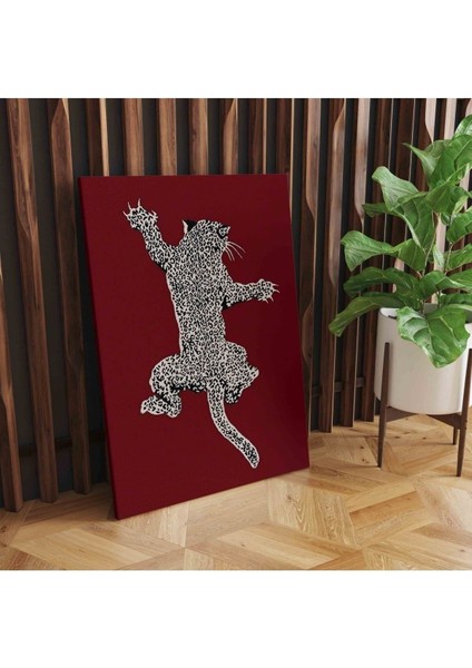 Hd Baskı Kanvas Tablo Bordo Leopar 1066 modelleri
