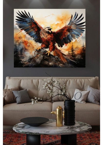 Kanatlarını Açan Kartal Dağ Yağlı Boya Görünümlü Hd Kalite Hd Baskı Kanvas Tablo fiyatları