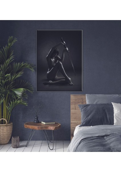 Katana Kılıcı Olan Nü Kadın Dekoratif Hd Baskı Kanvas Tablo Salon Oturma Yatak Odası Ofis Cafe Için