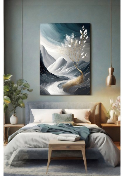 Koyu Renkler Gold Detaylar Soyut Hd Baskı Kanvas Tablo - Duvar Tablosu - Canvas Tablo Duvar Dekorasyonu