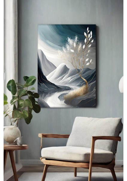 Koyu Renkler Gold Detaylar Soyut Hd Baskı Kanvas Tablo - Duvar Tablosu - Canvas Tablo Duvar Dekorasyonu