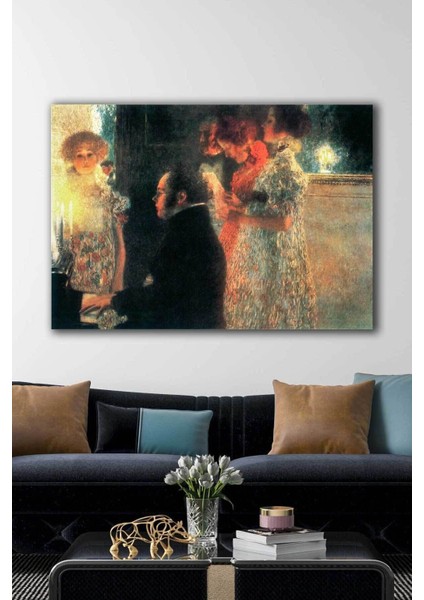 Piyanoda Schubert - Gustav Klimt Ünlü Ressamlar Hd Baskı Kanvas Tablo