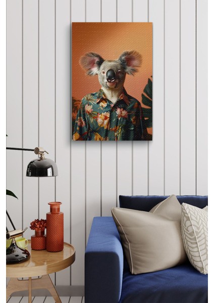 Kıyafet Giymiş Koala Portre Yağlı Hd Baskı Kanvas Tablo fırsatları