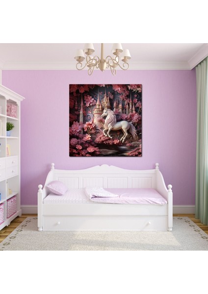 Pembe Unicorn Çocuk Odası Özel Tasarım Hd Baskı Kanvas Tablo fiyatları