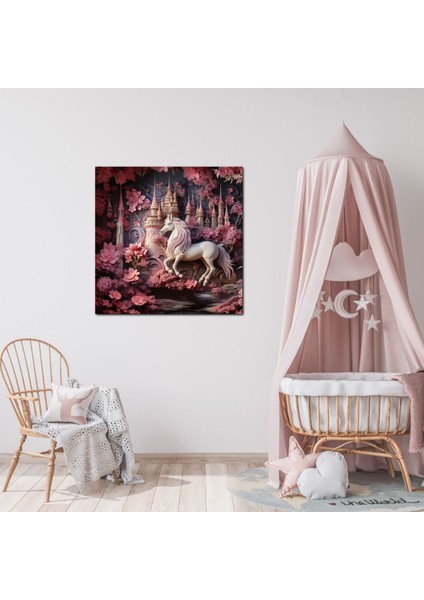 Pembe Unicorn Çocuk Odası Özel Tasarım Hd Baskı Kanvas Tablo modelleri