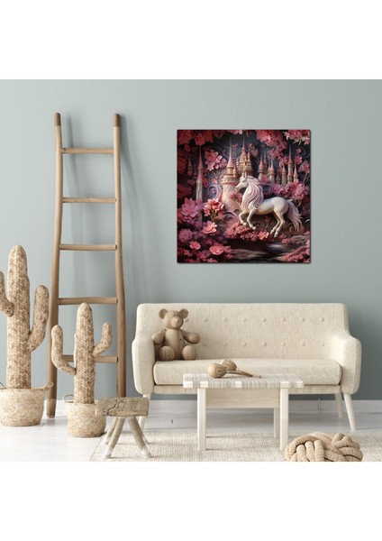 Pembe Unicorn Çocuk Odası Özel Tasarım Hd Baskı Kanvas Tablo fırsatları