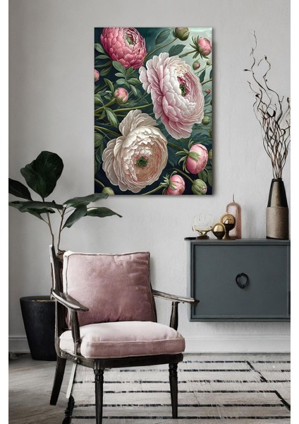 Pembe Çiçekler Hd Baskı Kanvas Tablo - Duvar Tablosu - Canvas Tablo Duvar Dekorasyonu