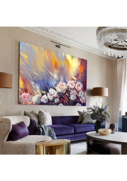 Harikabirev Resimli Tablo Yağlı Boya Görünümlü Şık Çiçek Modelli Hd Baskı Kanvas Tablo Model E15