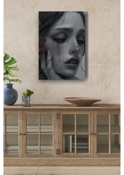 Ağlayan Kadın Yüzü Yağlı Hd Baskı Kanvas Tablo