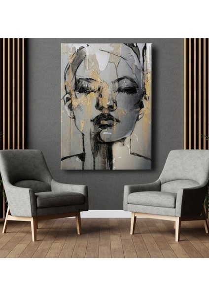 Dekor Ofisi Soyut Karakalem Kadın Modern Dekoratif Hd Baskı Kanvas Tablo