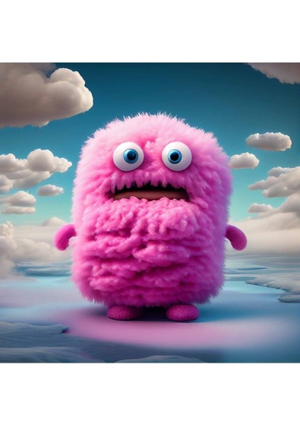 Pembe Tatlı Peluş Canavar Çocuk Odası Hd Baskı Kanvas Tablo