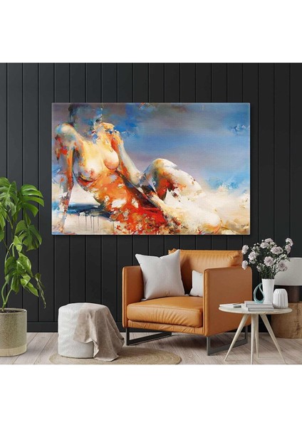 Uzanan Model Abstract Dekoratif Yatay Hd Baskı Kanvas Tablo