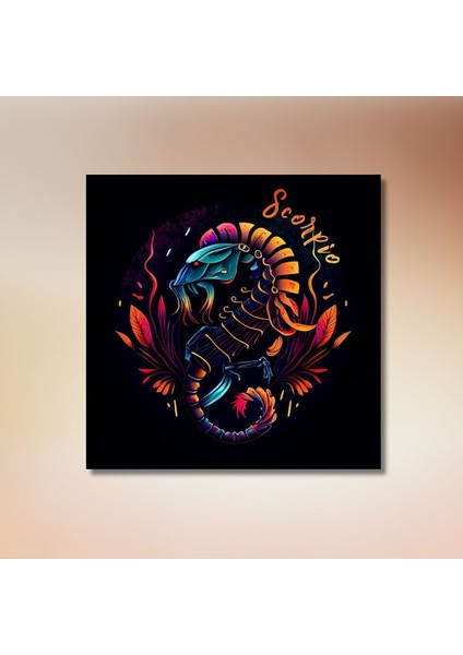 Dekoratif Kare Kanvas Astroloji Ve Burç Tablosu Akrep Burcu
