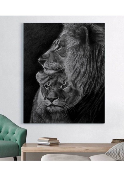 Aslan Leopar Hd Baskı Kanvas Tablo