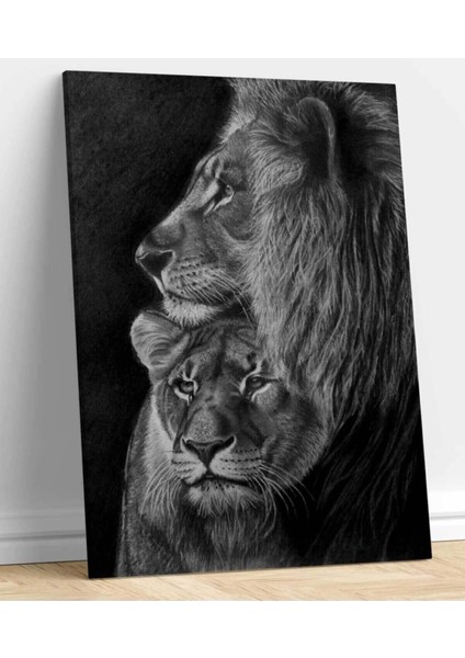 Aslan Leopar Hd Baskı Kanvas Tablo
