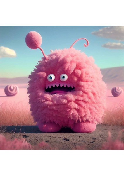 Pembe Tatlı Peluş Canavar Çocuk Odası Hd Baskı Kanvas Tablo