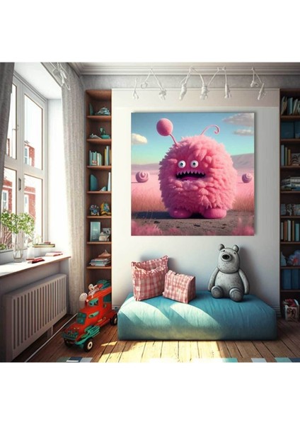 Pembe Tatlı Peluş Canavar Çocuk Odası Hd Baskı Kanvas Tablo fiyatları