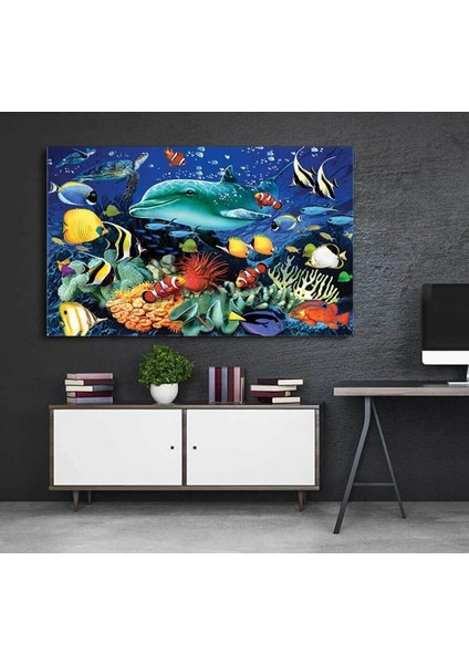 Çocuk Odası Için Balıklar Alemi Kanvas Gülen Tablo fırsatları