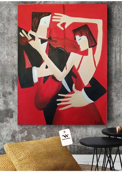 Kırmızı Dans Kanvas Duvar Tablo