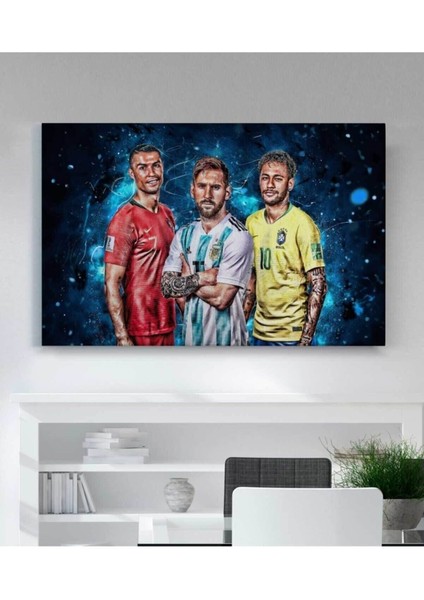 Modern Futbol Yıldızı Ronaldo Messi Neymar Hd Baskı Kanvas Tablo
