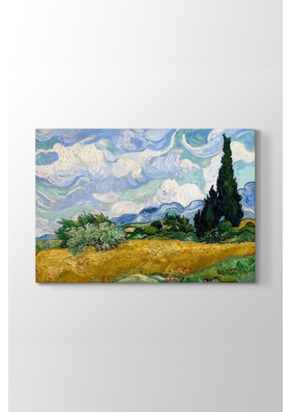 Vincent Van Gogh - Selvi Ağaçlı Buğday Tarlası Tablosu