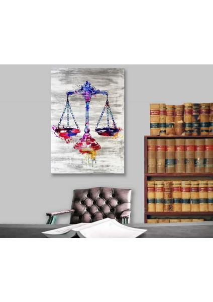 Yağlı Boya Görünüm Adaletin Terazisi, Hukuk Bürosu, Avukat, Hukukçu Hd Baskı Kanvas Tablo