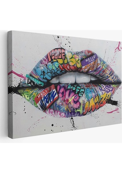 Dudak Ve Diş Hd Baskı Kanvas Tablo, Banksy Dudaklar Sokak Graffiti Sanatı Hd Baskı Kanvas Tablo-5414 indirimleri