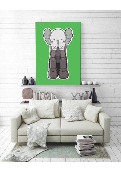 Weeping Kaws Duvar Dekorasyonu Yeşil Hd Baskı Kanvas Tablo