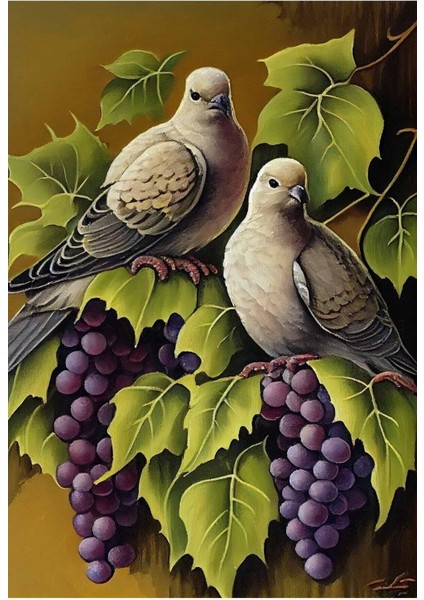 Güvercin Ve Üzüm Görselli Hd Baskı Kanvas Tablo fiyatları
