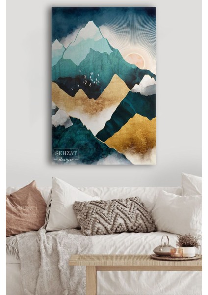 Exclusive Modern Soyut Dağlar Ve Gündoğumu Dekoratif Hd Baskı Kanvas Tablo