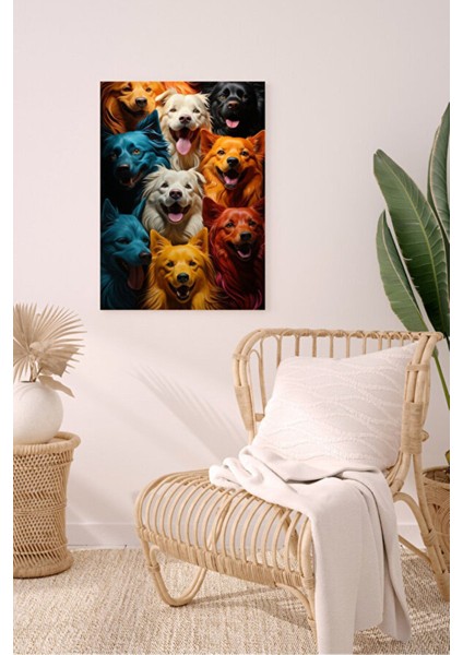 Dikkat Köpek Var! Dekoratif Hd Baskı Kanvas Tablosu