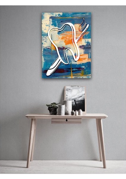 Yağlı Boya Görünümlü Soyut Dişleri,Dent,Dişçi,Ortodonti Hekimi Hd Baskı Kanvas Tablo