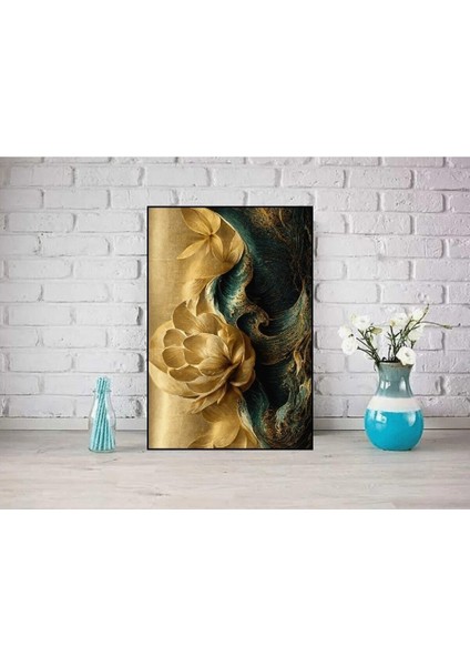 Zümrüt Yeşili Akan Şakayık Dekoratif Kanvas Duvar Tablo fiyatları