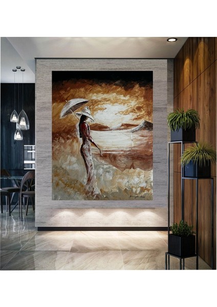 Soyut Modern Sanat Günbatımı Şemsiyeli Kadın Gizemli Kadın Duvar Hd Baskı Kanvas Tablo Tablosu Tablolar fırsatları