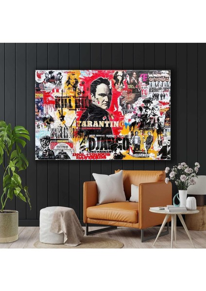 Tarantino Django Kolaj Grafiti Yatay Hd Baskı Kanvas Tablo