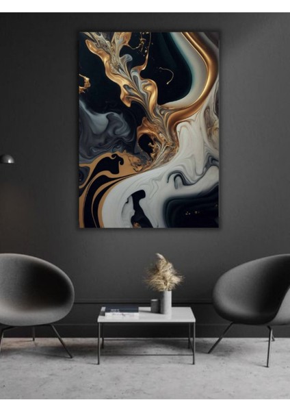 Gold Detaylı Soyut Salon Oturma Odası Ofis Için Dekoratif Dijital Baskı Hd Baskı Kanvas Tablo fırsatları