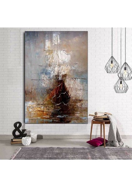 Resimli Tablo Yağlı Boya Görünümlü Soyut Gemi Hd Baskı Kanvas Tablo