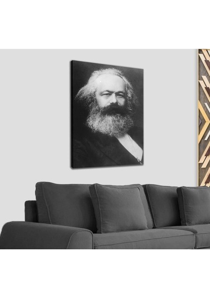Karl Marx Siyah Beyaz Dekoratif Hd Baskı Kanvas Tablo 1198