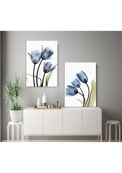 Çiçek Temalı Dekoratif Hd Baskı Kanvas Tablo (2 Li Set Olarak Satılmaktadır)