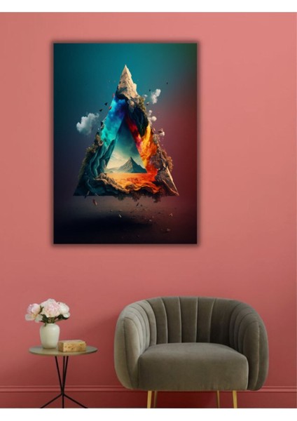 Dört Element Tablosu Salon Oturma Odası Ofis Için Dekoratif Dijital Baskı 4 Element Hd Baskı Kanvas Tablo